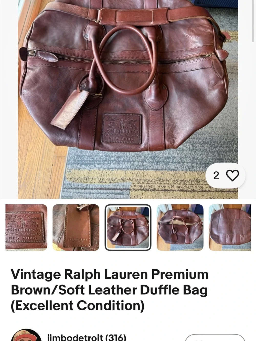 Ralph Lauren Leather Rockport Duffle Bag